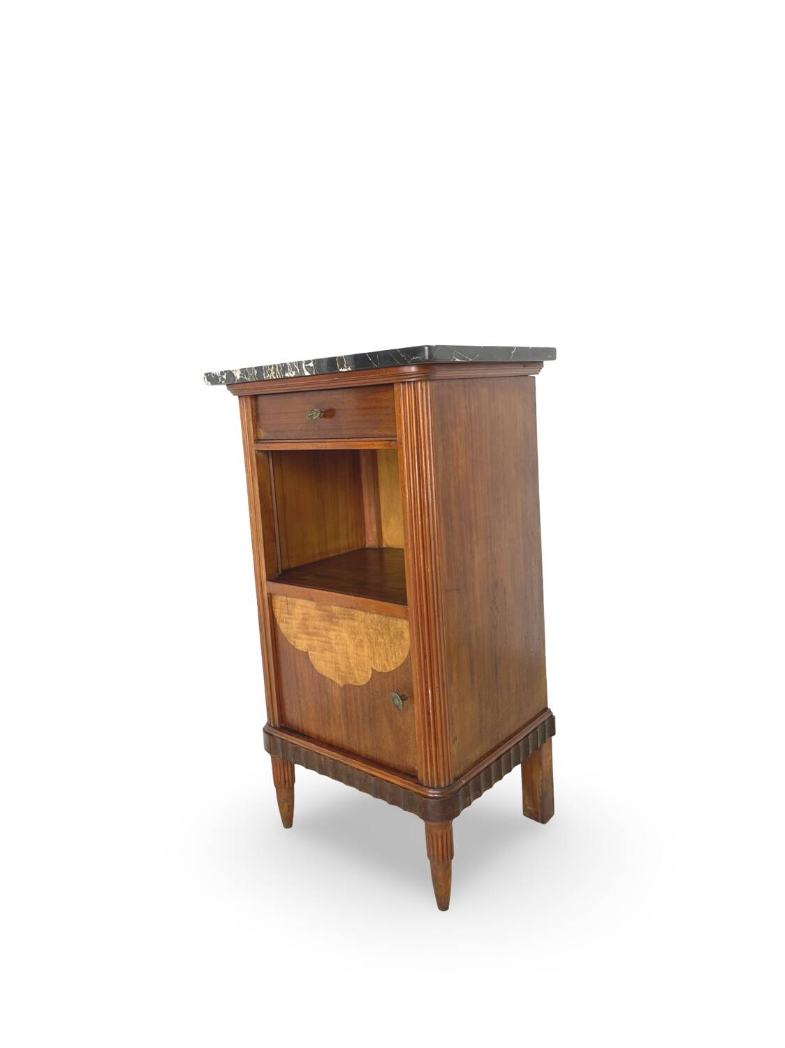 Tables de chevet italiennes en placage d'acajou avec de splendides