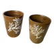 Stoneware cup with coral design
