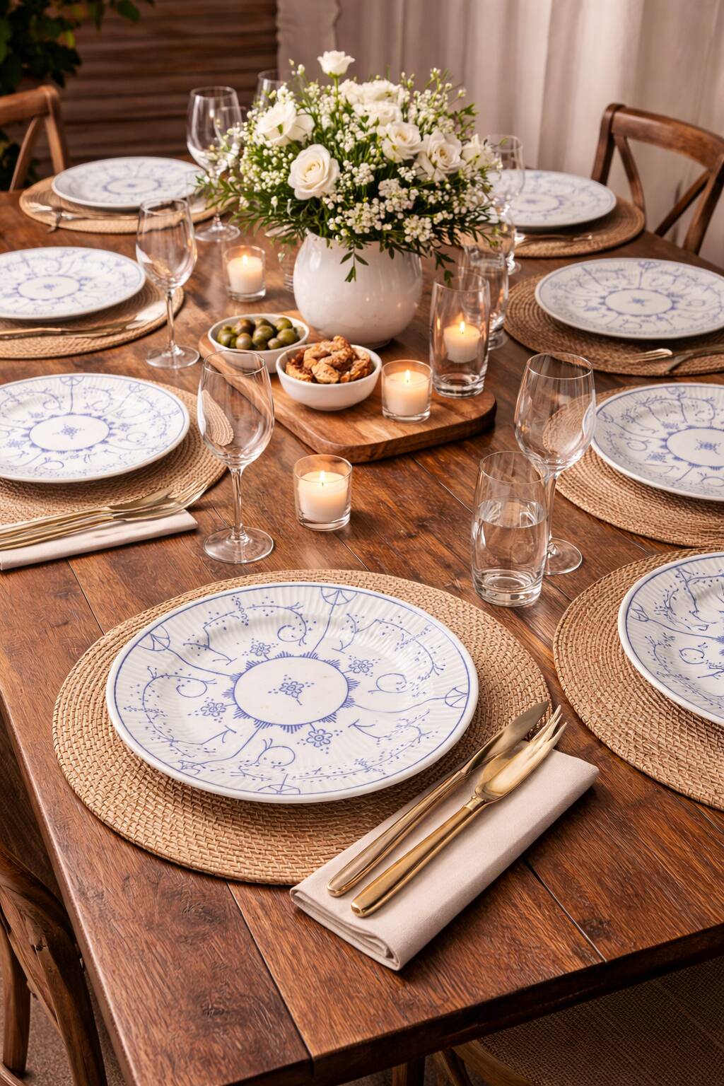 Set of 11 Royal Boch plates – Copenhagen blue decor – Belgian earthenware – Ø