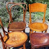 4 curved wooden bistro chairs early twentieth