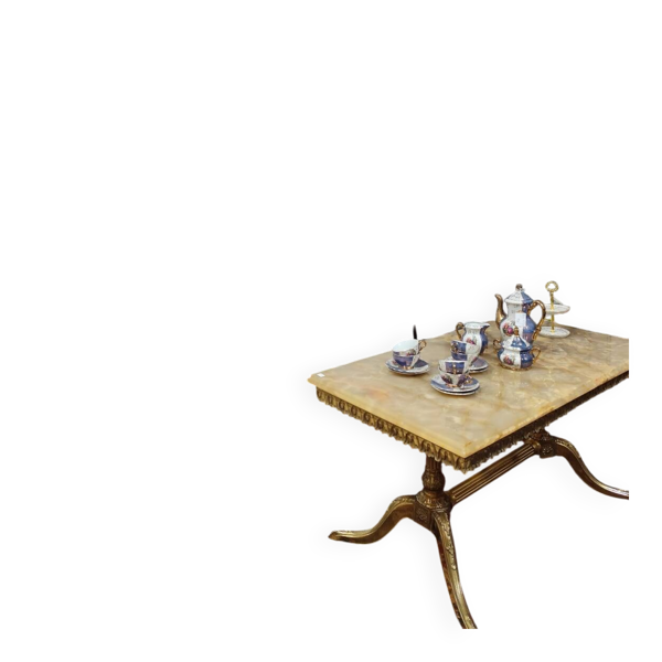 Table basse vintage en marbre et bronze