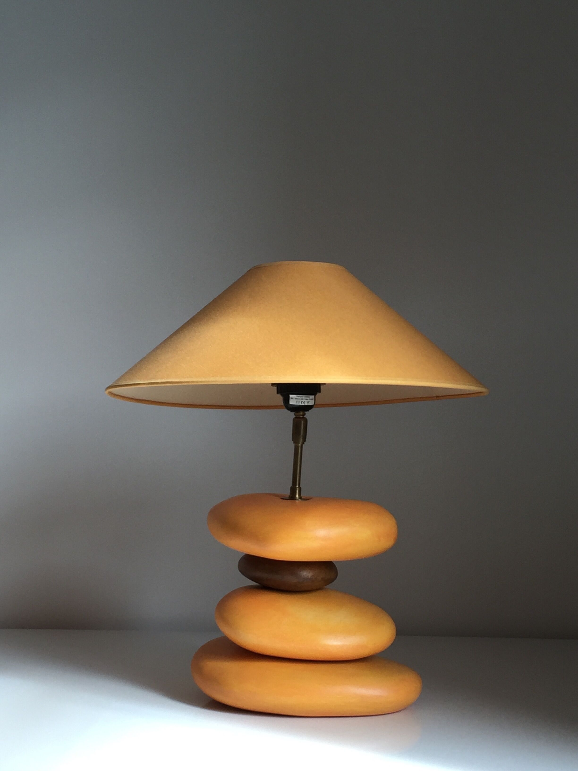 Paire de pied de lampe galets en céramique, François Chatain, années 1980