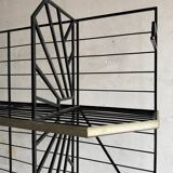 Large Black Powder-Coated Metal Industrial Baker's Rack — Three-Tier Display and Storage Unit, Brass Trim