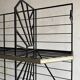 Large Black Powder-Coated Metal Industrial Baker's Rack — Three-Tier Display and Storage Unit, Brass Trim