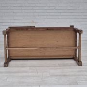 1960s, Danish bench, dark solid oak wood, plywood.