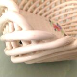 Empty pocket basket in woven white ceramic / vintage 60s-70s