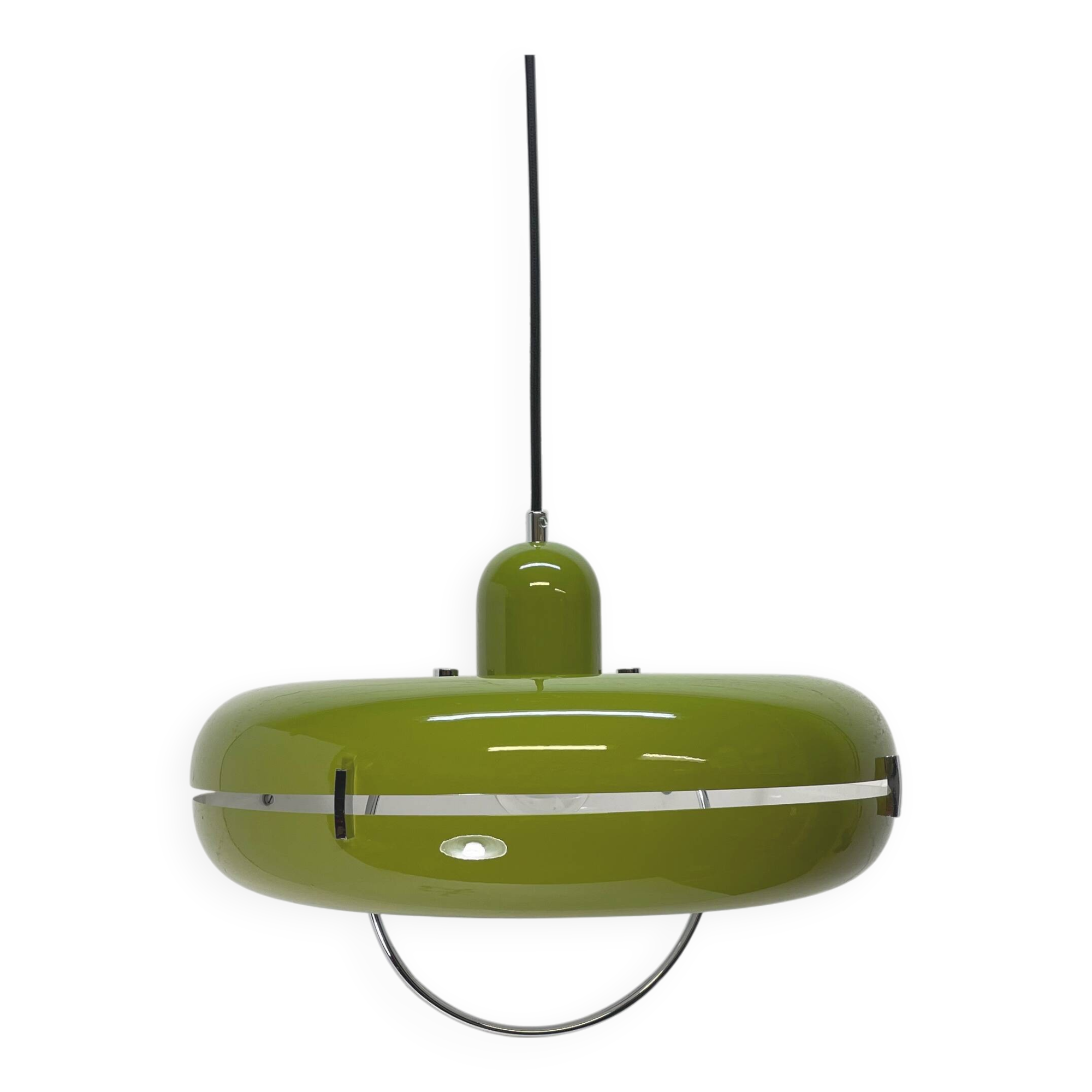 Green hanging lamp, Licht Studio, Italy 1970s