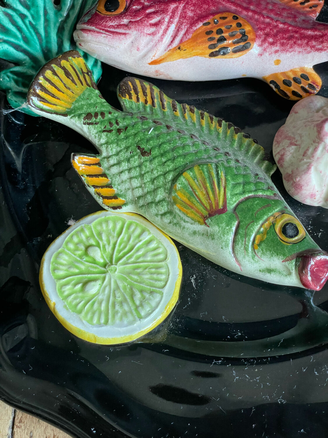 Vallauris majolica barbotine wall plate 1950