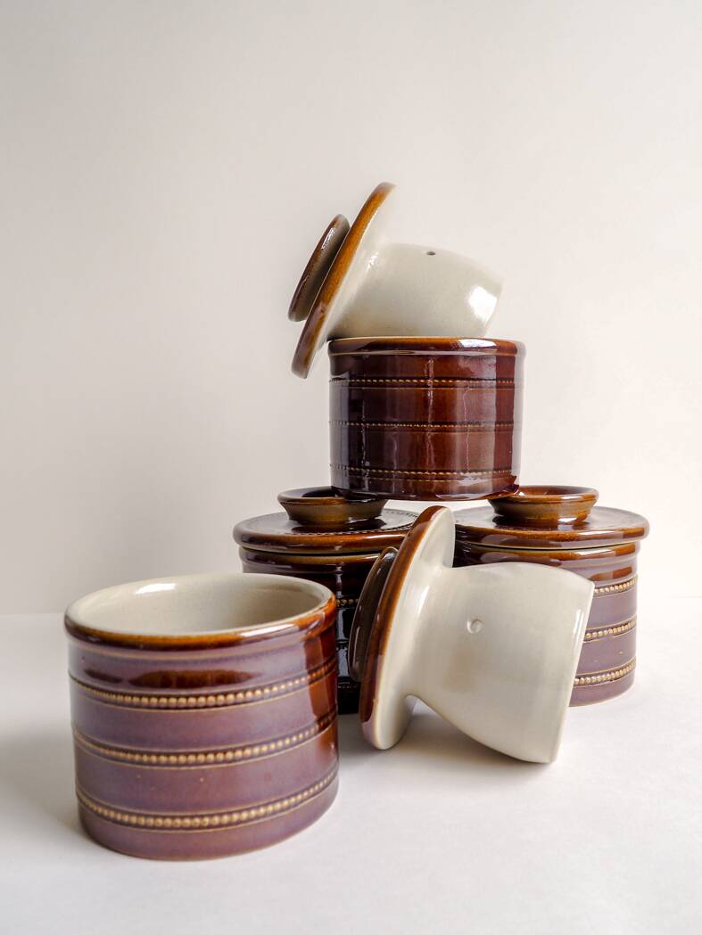 Brown glazed stoneware butter dish
