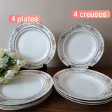 Set of 8 floral design plates | D.R.B. Limoges porcelain
