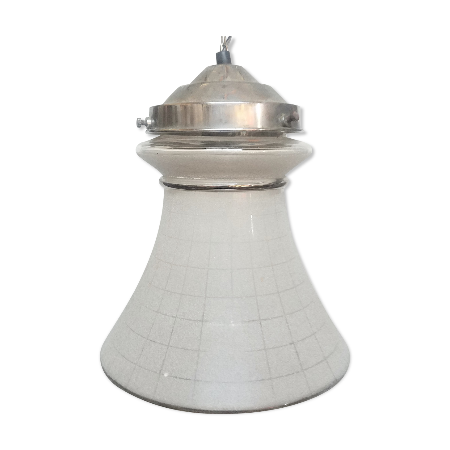 Sixties frosted glass hanging lamp