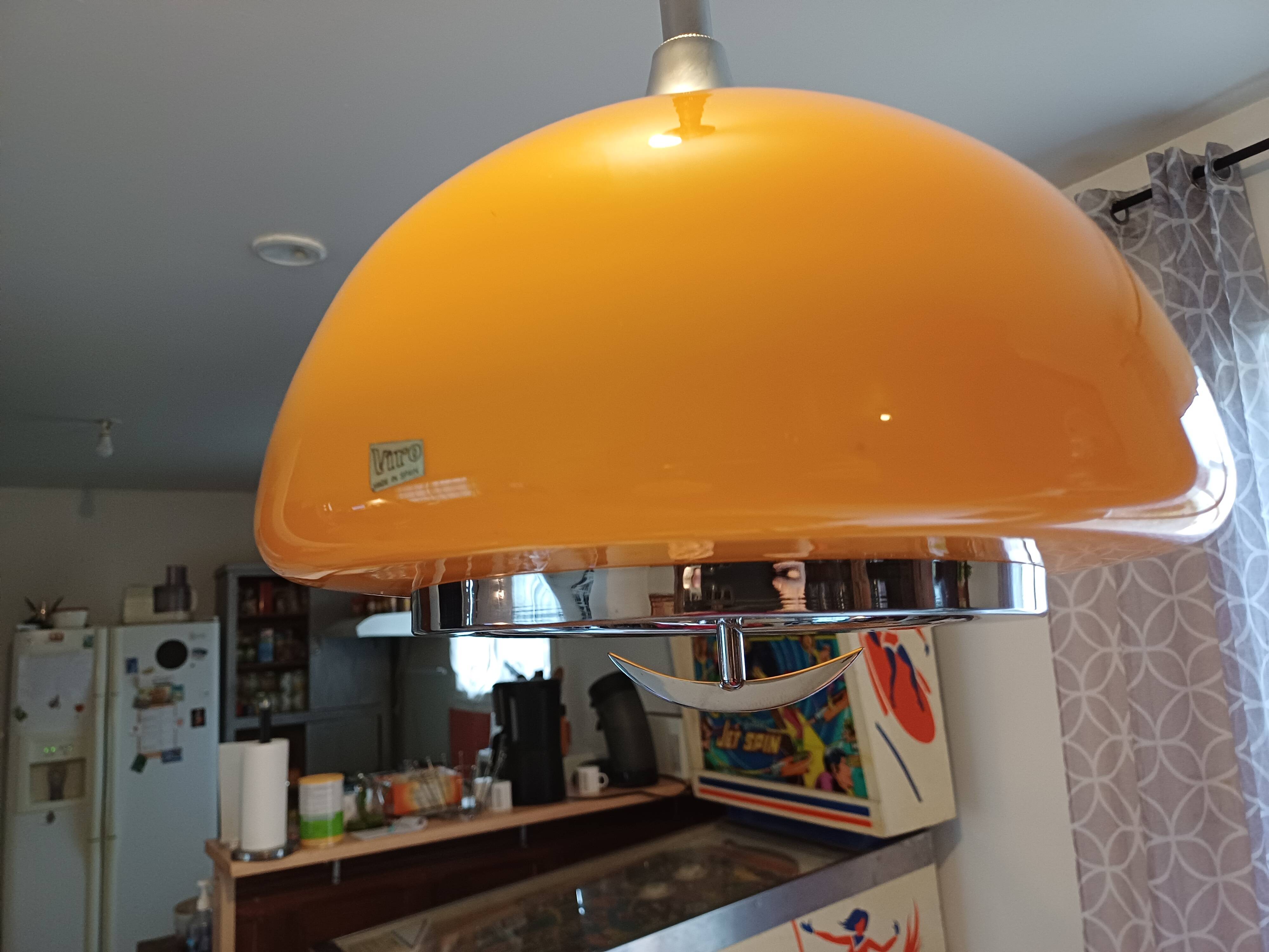 Vintage opaline orange pendant lamp “viro”