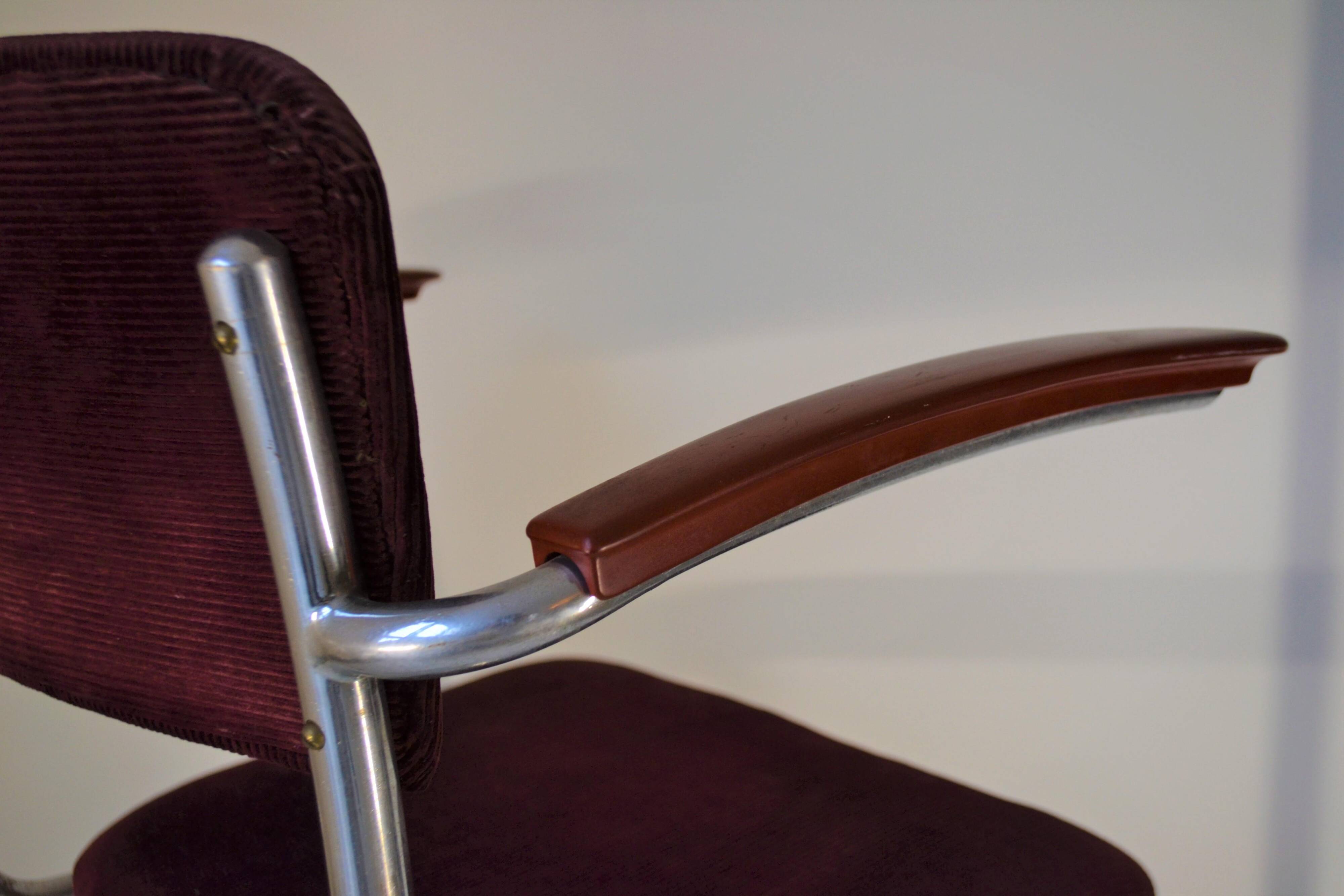 1930s Brown-red Bauhaus chair by W.H. Gispen