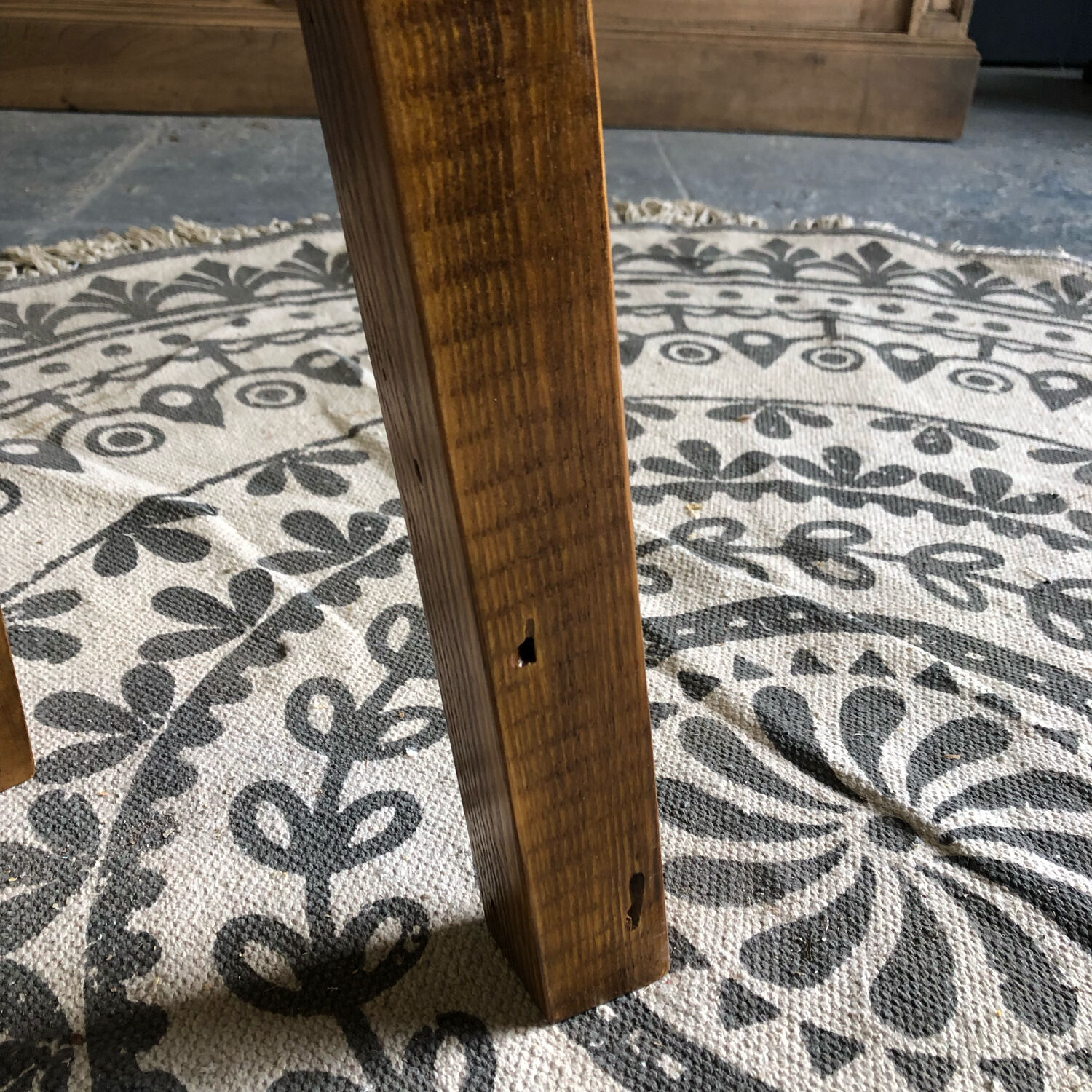 Tripod stool made of wood and water hyacinth