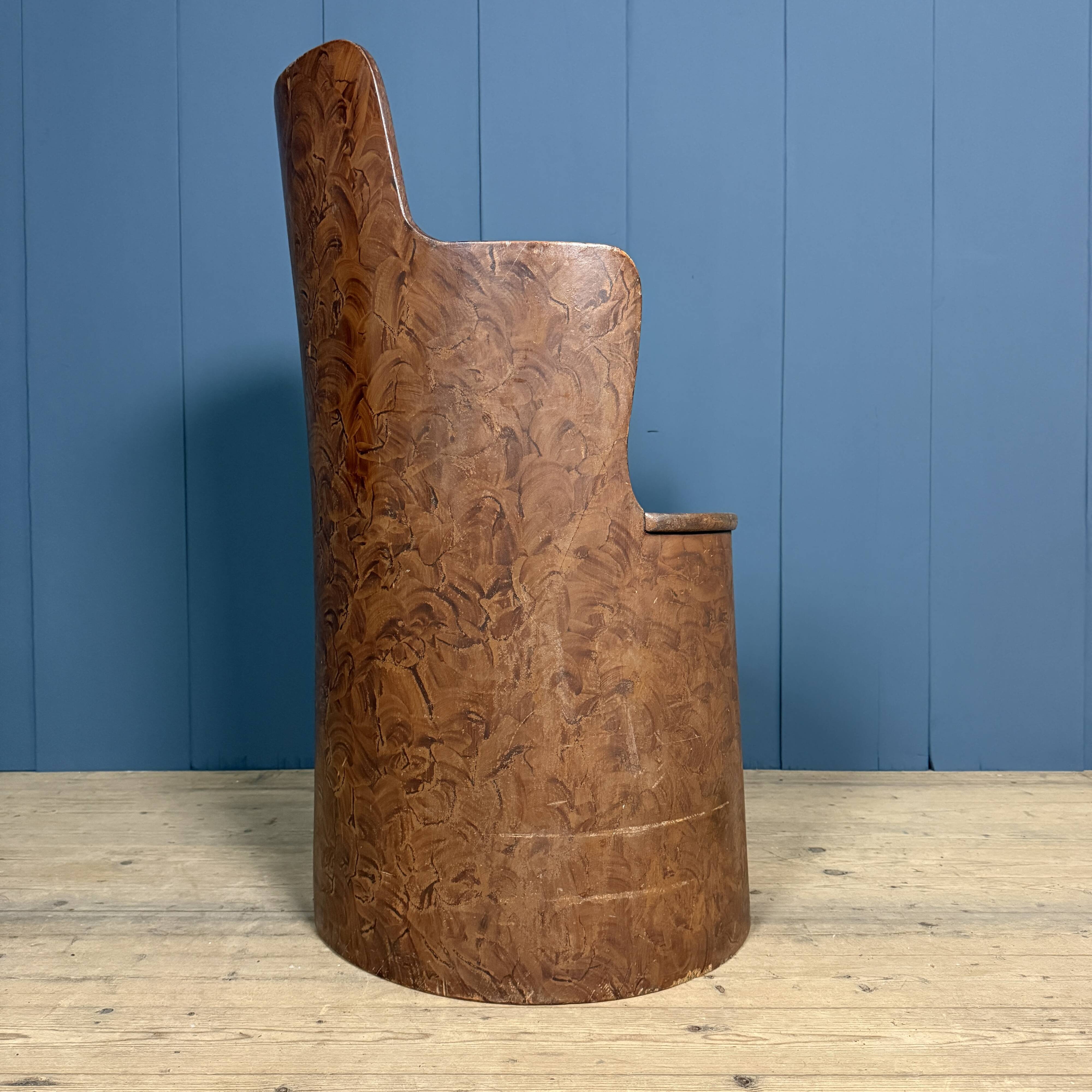 Old Swedish painted wooden trunk chair