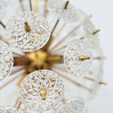 Val Saint Lambert crystal sputnik gold chandelier , 1960’s