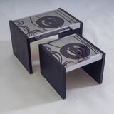 Set of 2 tiled nesting side tables