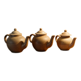 Set of 3 sandstone teapots