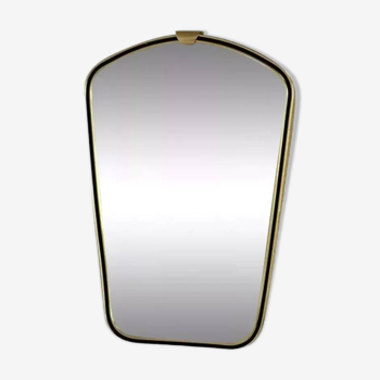 Rear view mirror and free form from the 60s brass frame highlighted with black