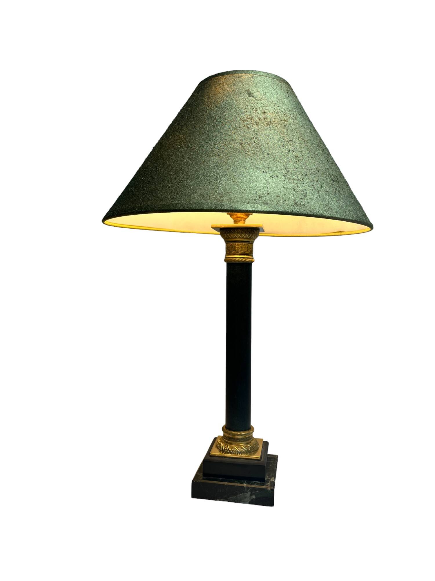Empire bronze lamp base, marble and patinated sheet metal, 20th century