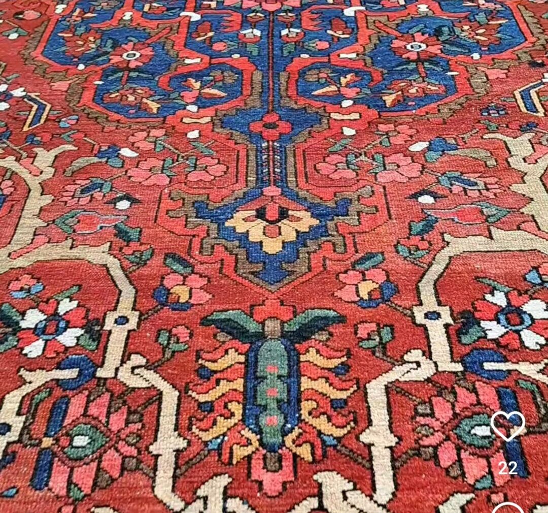 Ancient Persian carpet made of hand-woven wool. Very good condition.