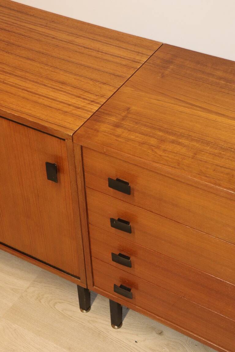 Vintage sideboard in wood and metal, 1960s
