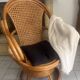 Vintage rattan and cane swivel armchair (1970s/80s) -