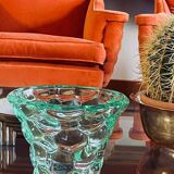 Art Deco vase, Pierre d'Avesn, green honeycomb pattern