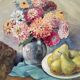 Aquarelle ancienne nature morte sur panneau