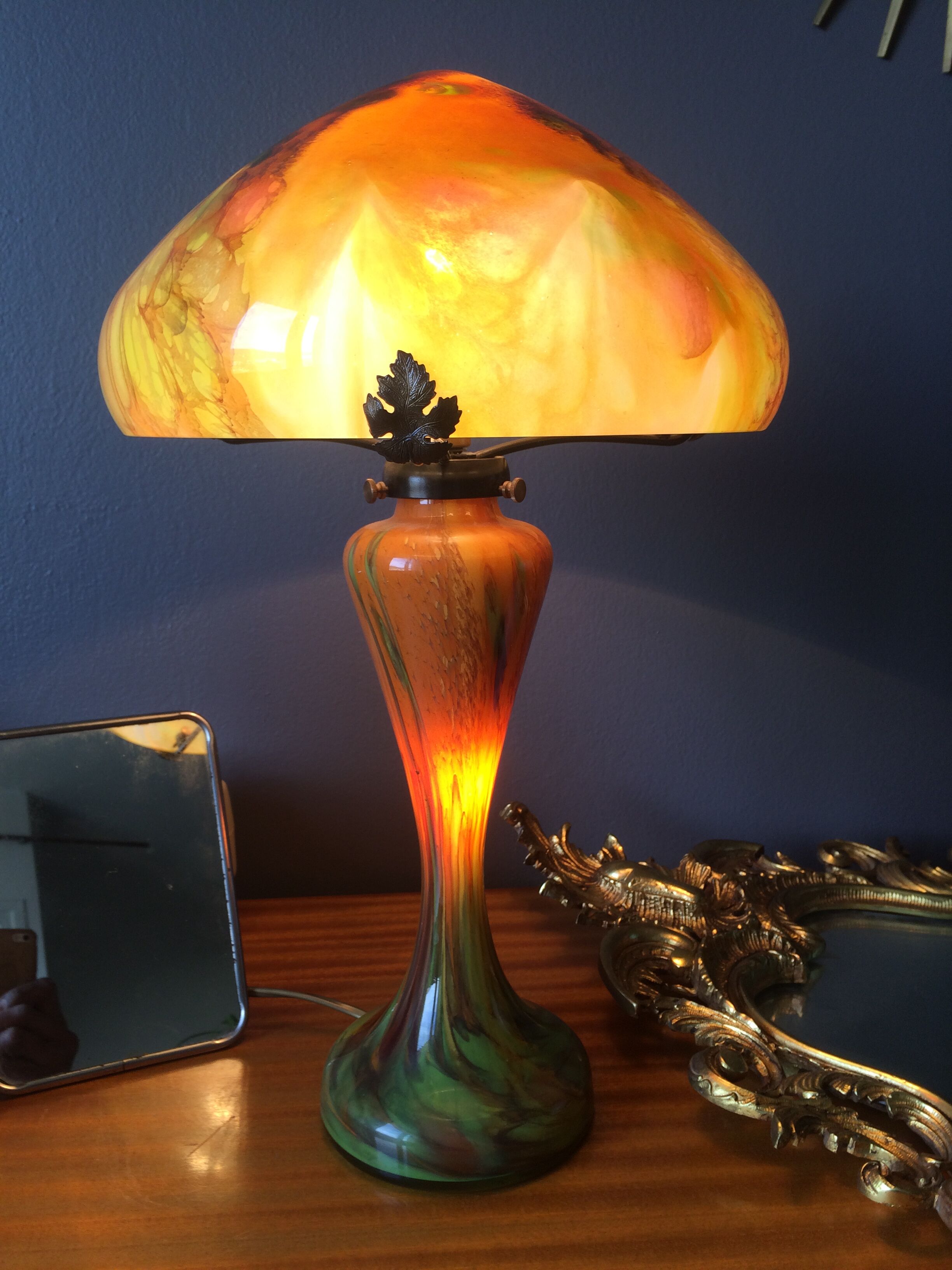 Odeon model mushroom lamp, La Rochère Glassworks France