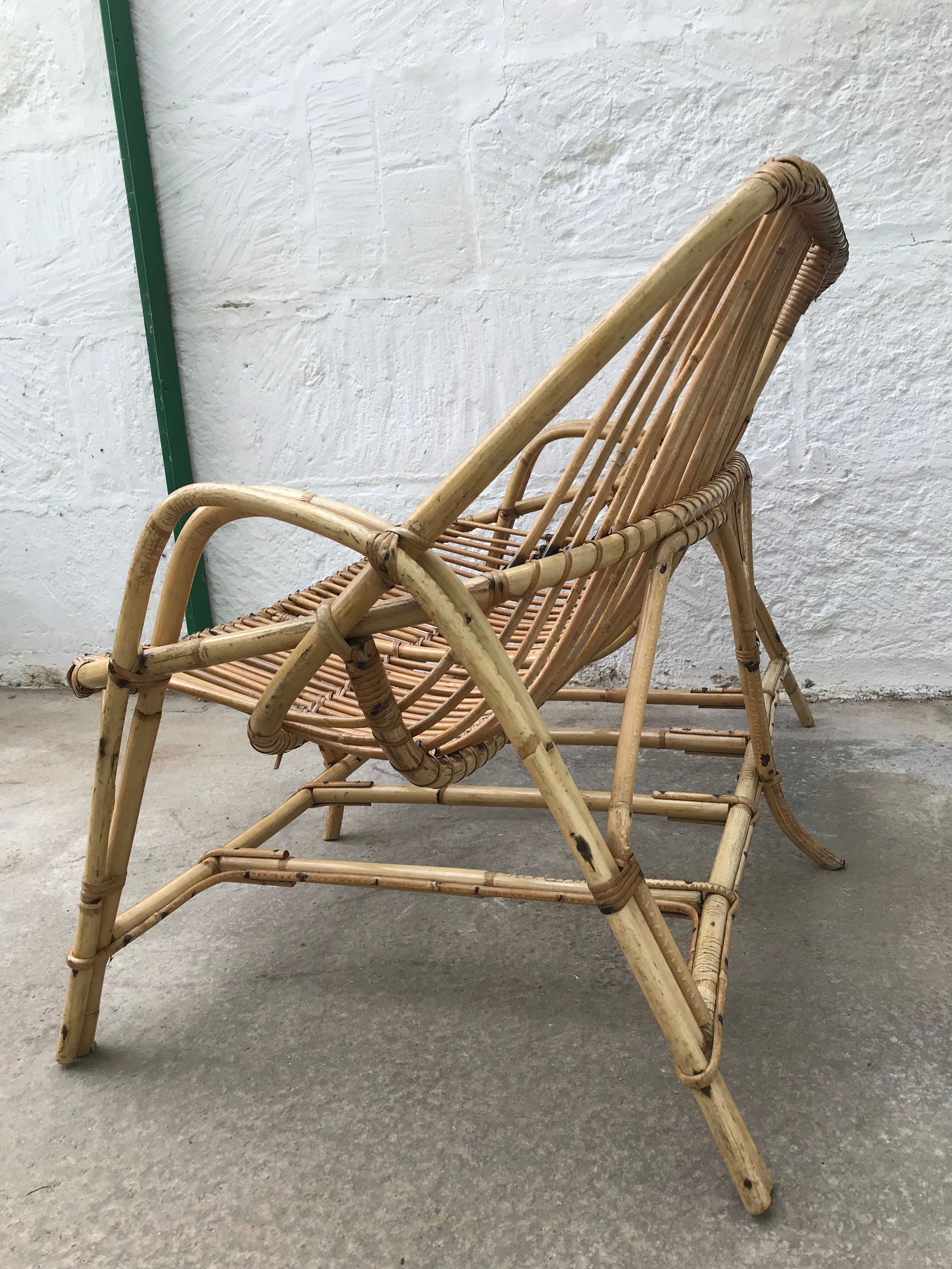 Vintage rattan bench