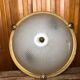 Old molded glass ceiling light + gold metal contour + vintage brass #a491