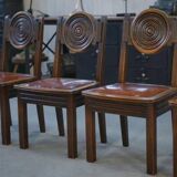 Ensemble de 6 chaises avec assises en cuir par Étienne Kohlmann 1960’s