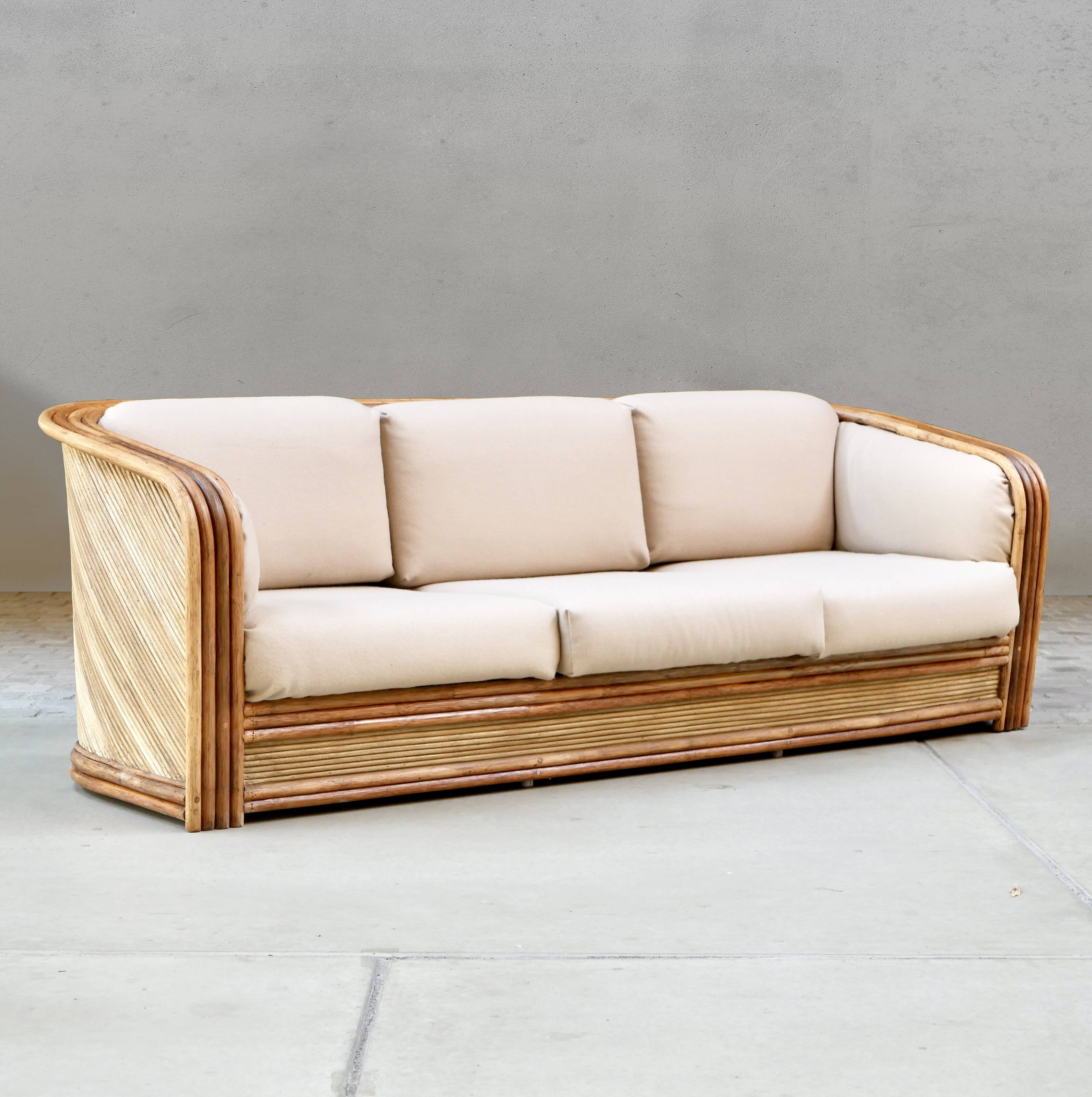 Maugrion rattan sofa for Roche Bobois, 1980s
