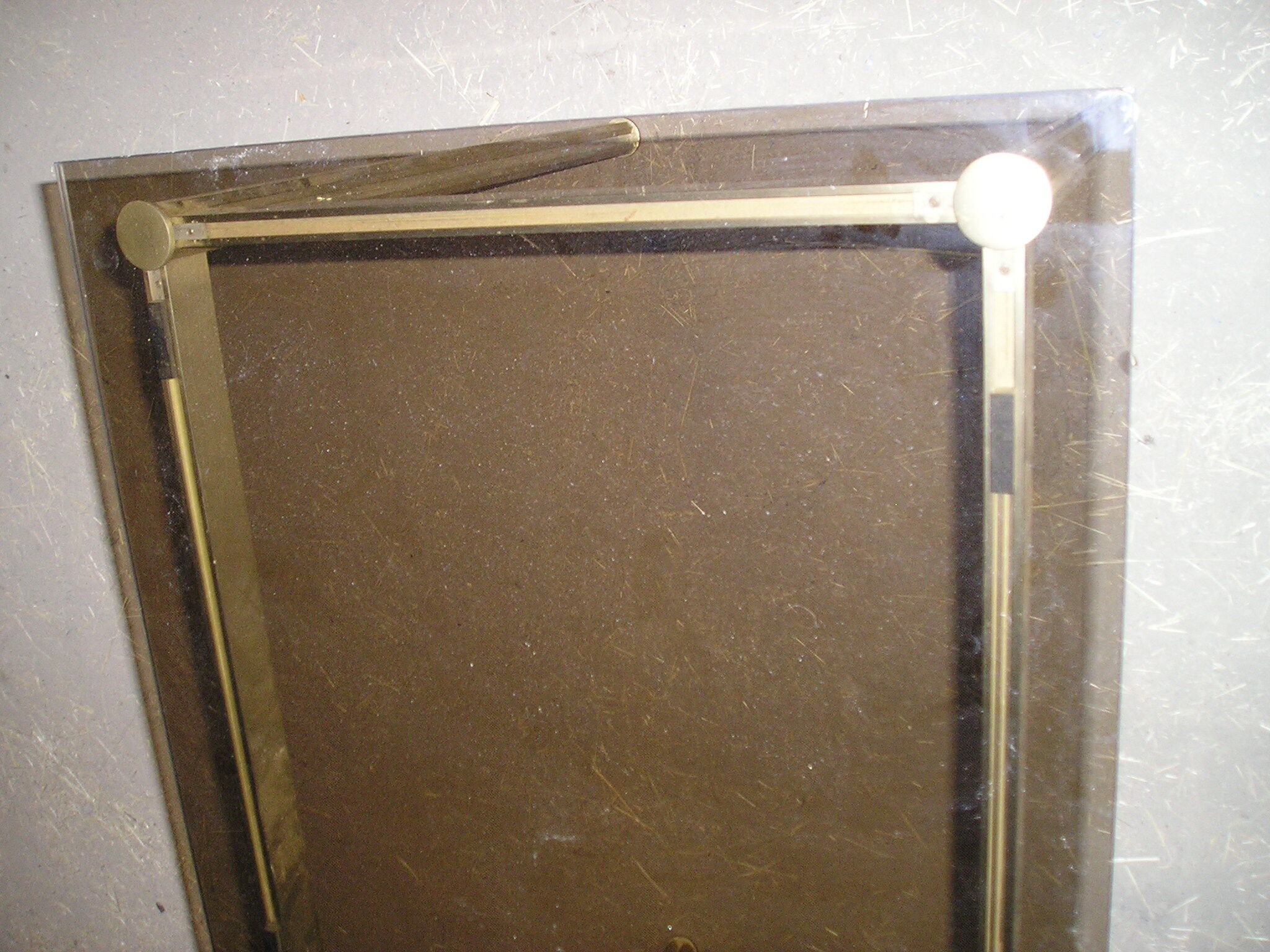 Smoked glass and gold aluminum table from the 70s/80s
