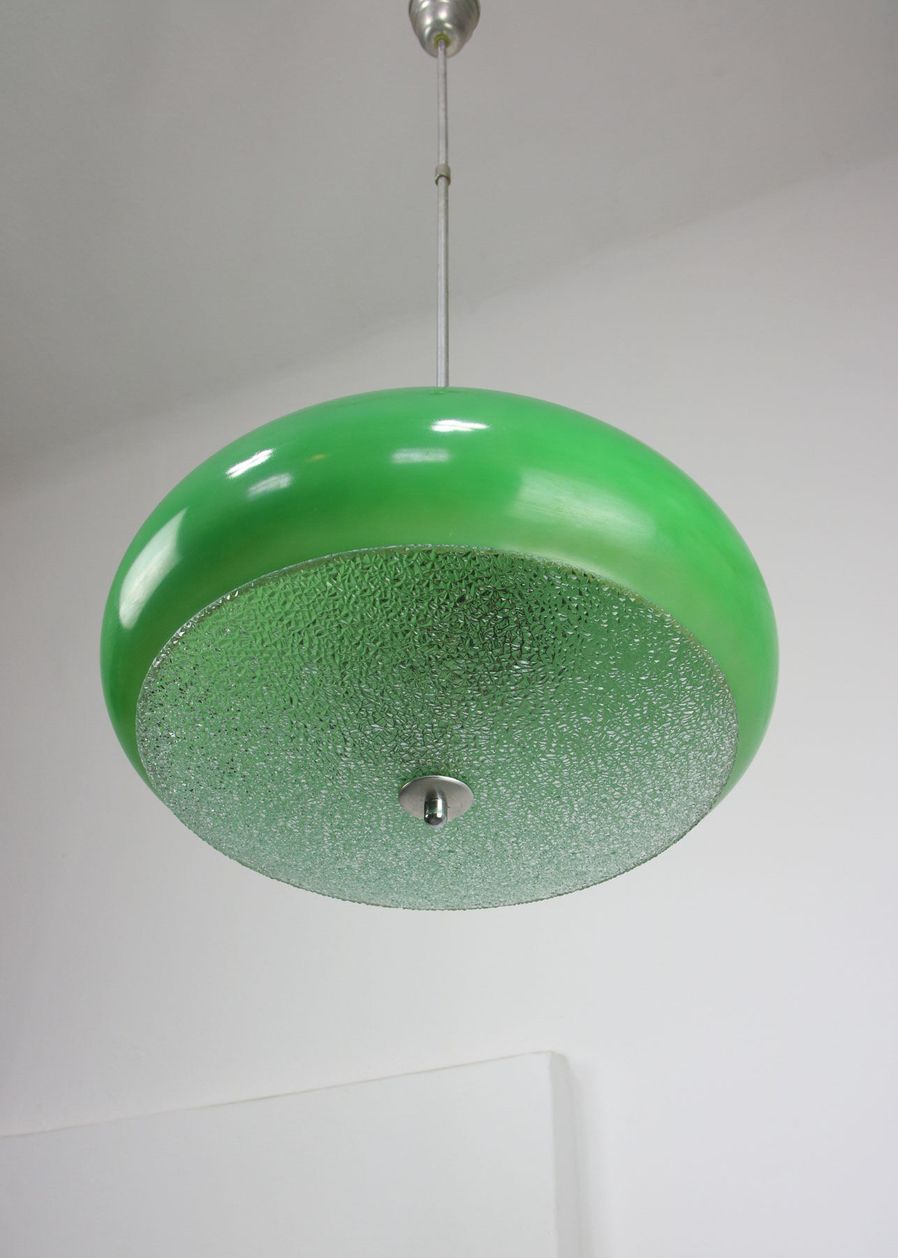 Italian mid-century green glass pendant lamp