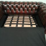 Convertible leather chesterfield sofa