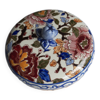 Gien faience candy box with peonies