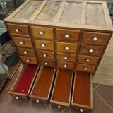 Antique craft cabinet with solid oak drawers and porcelain handles