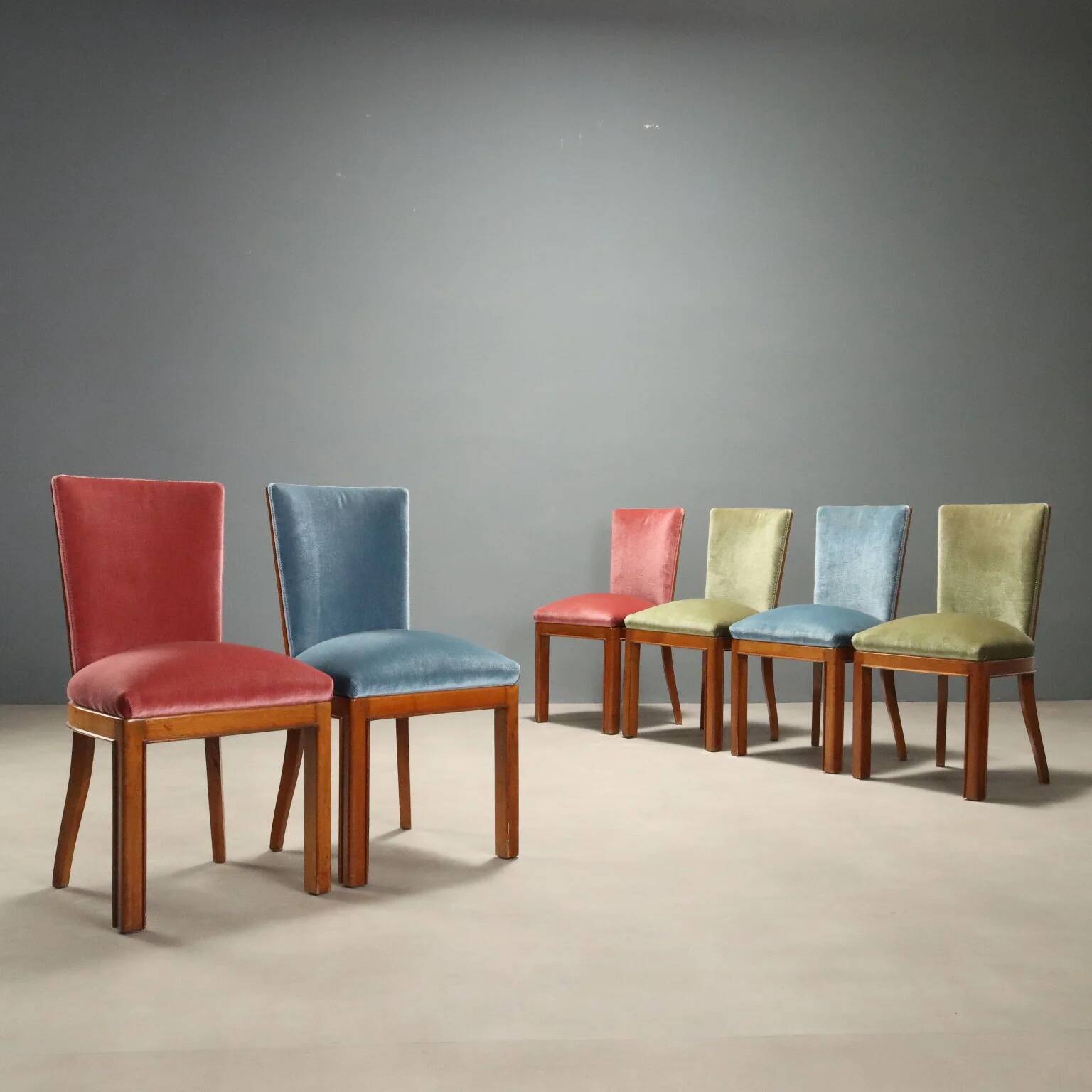 Ensemble de chaises vintage en velours