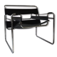 Black leather armchair model Wassily B3 by Marcel Breuer