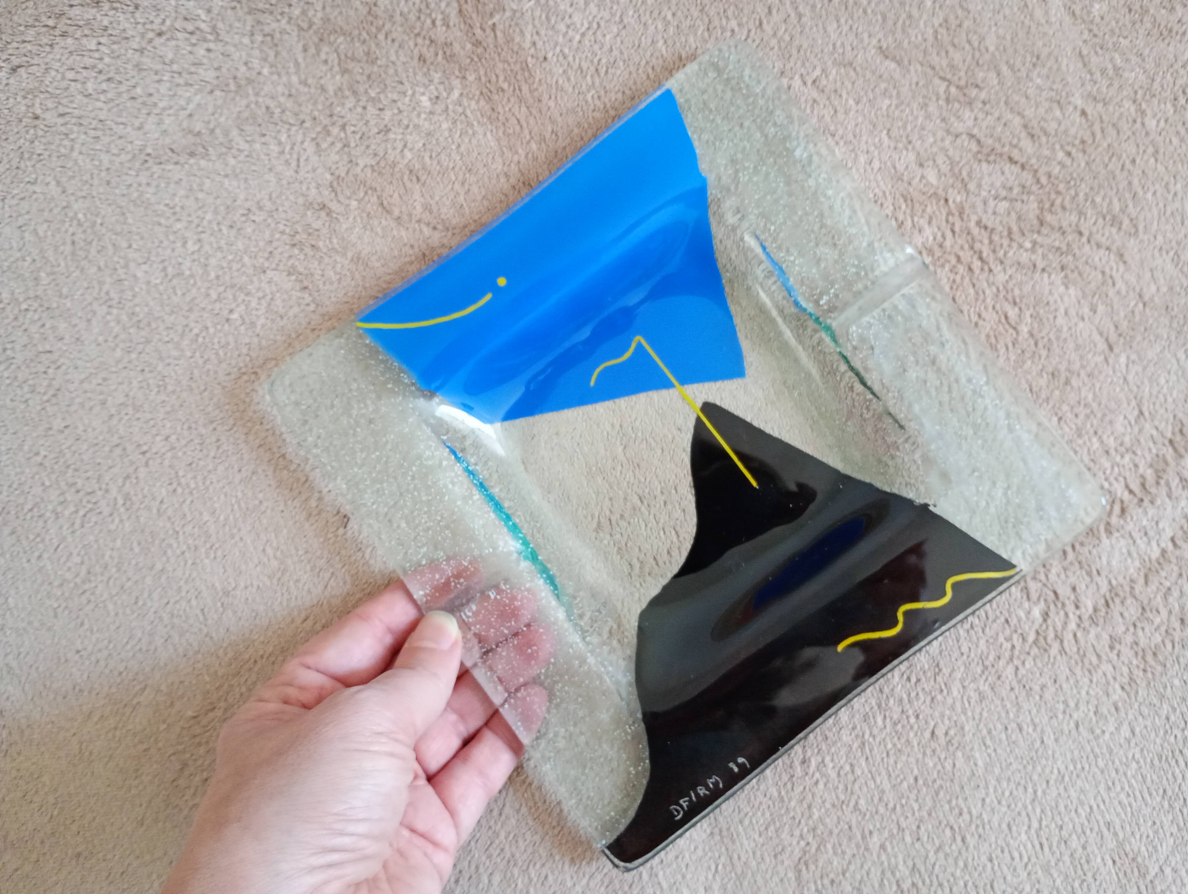 signed glass ashtray. Vintage 1990