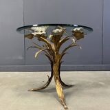 Vintage gilt metal flower side table, 1960s