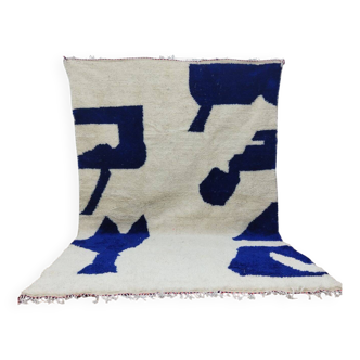 Tapis Azilal vintage 300x200 cm - Motifs abstraits bleus