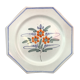Octagonal flat plate with floral decoration -