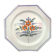 Octagonal flat plate with floral decoration -