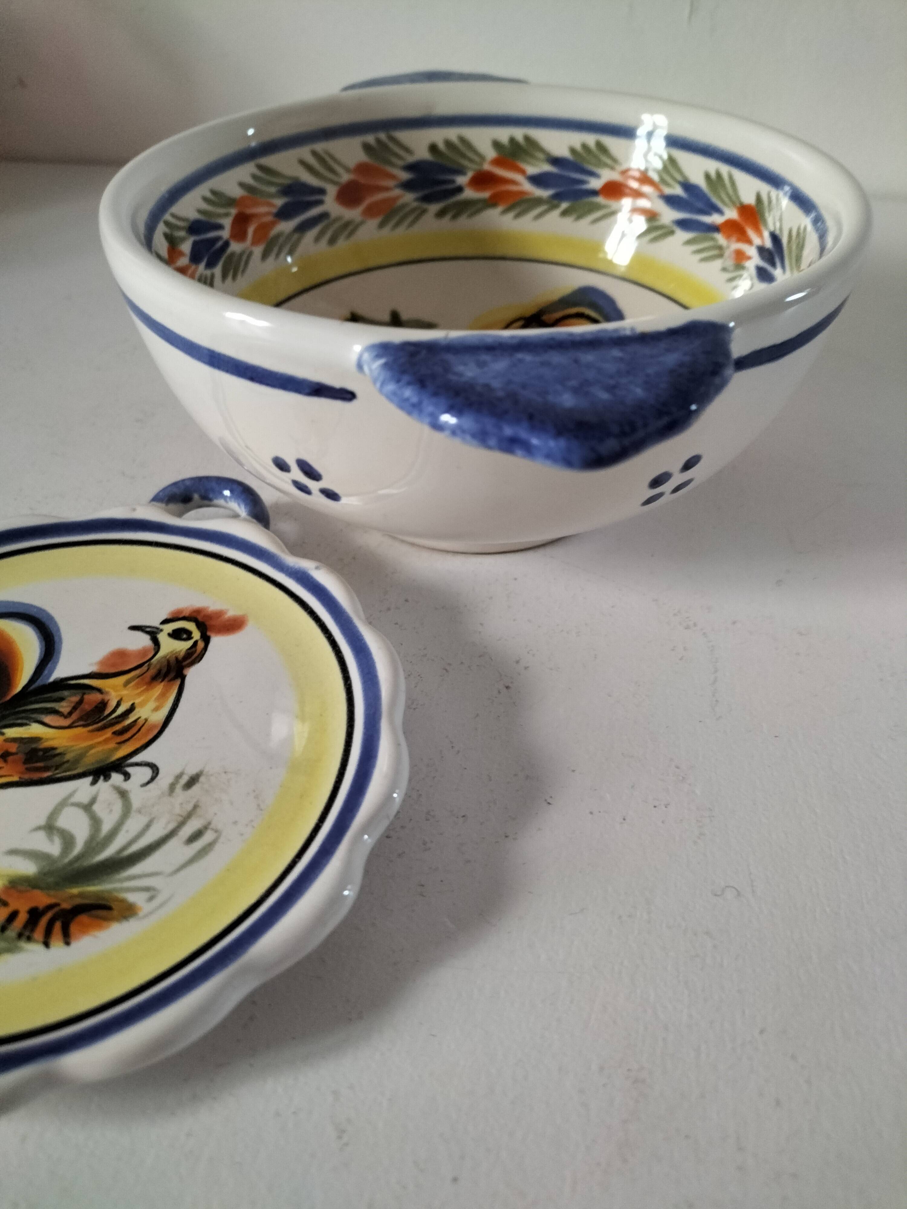 Henriot Quimper bowl with handle and cup