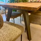 Wood and metal dining room lounge table