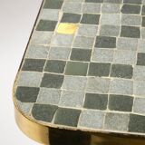 Beautiful Mid Century Modern brass side table with mosaic surface by Münche