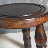 Vintage solid turned wood tripod stool